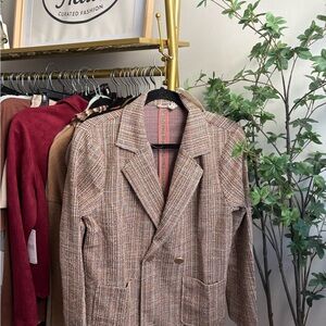 Hem & Thread Plaid Blazer in Brown and Tan